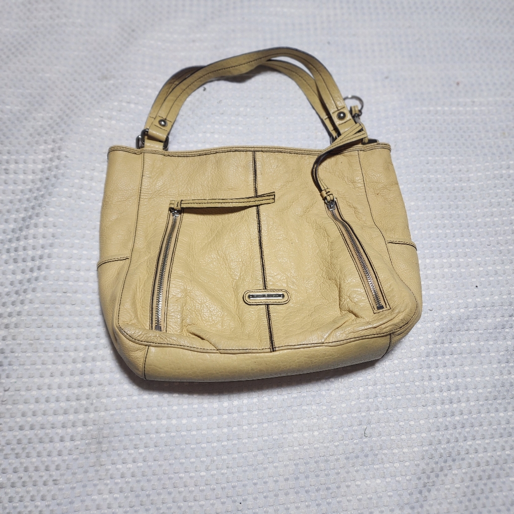 Vintage Etienne Aigner Euc Yellow Tan Leather Large Bag With Crossbody Strap